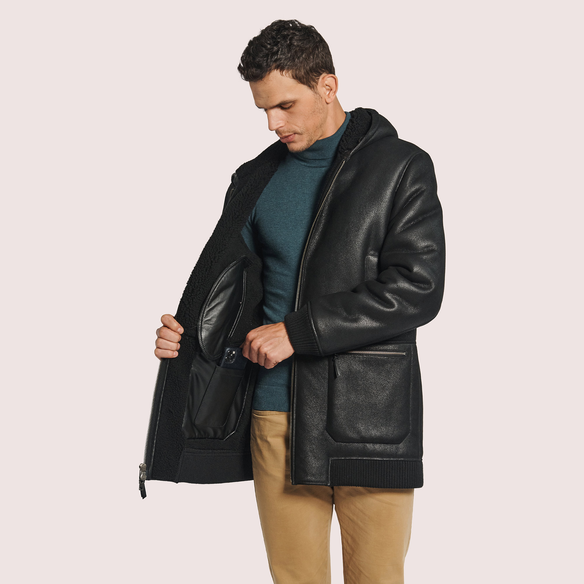 Linden Shearling Hooded Coat