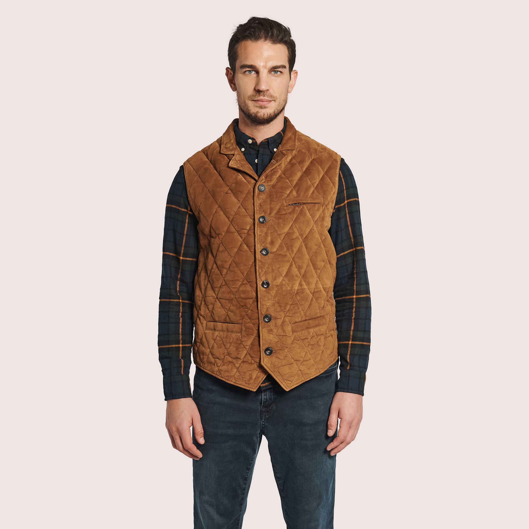 Adrian Goat Suede Quilted Vest