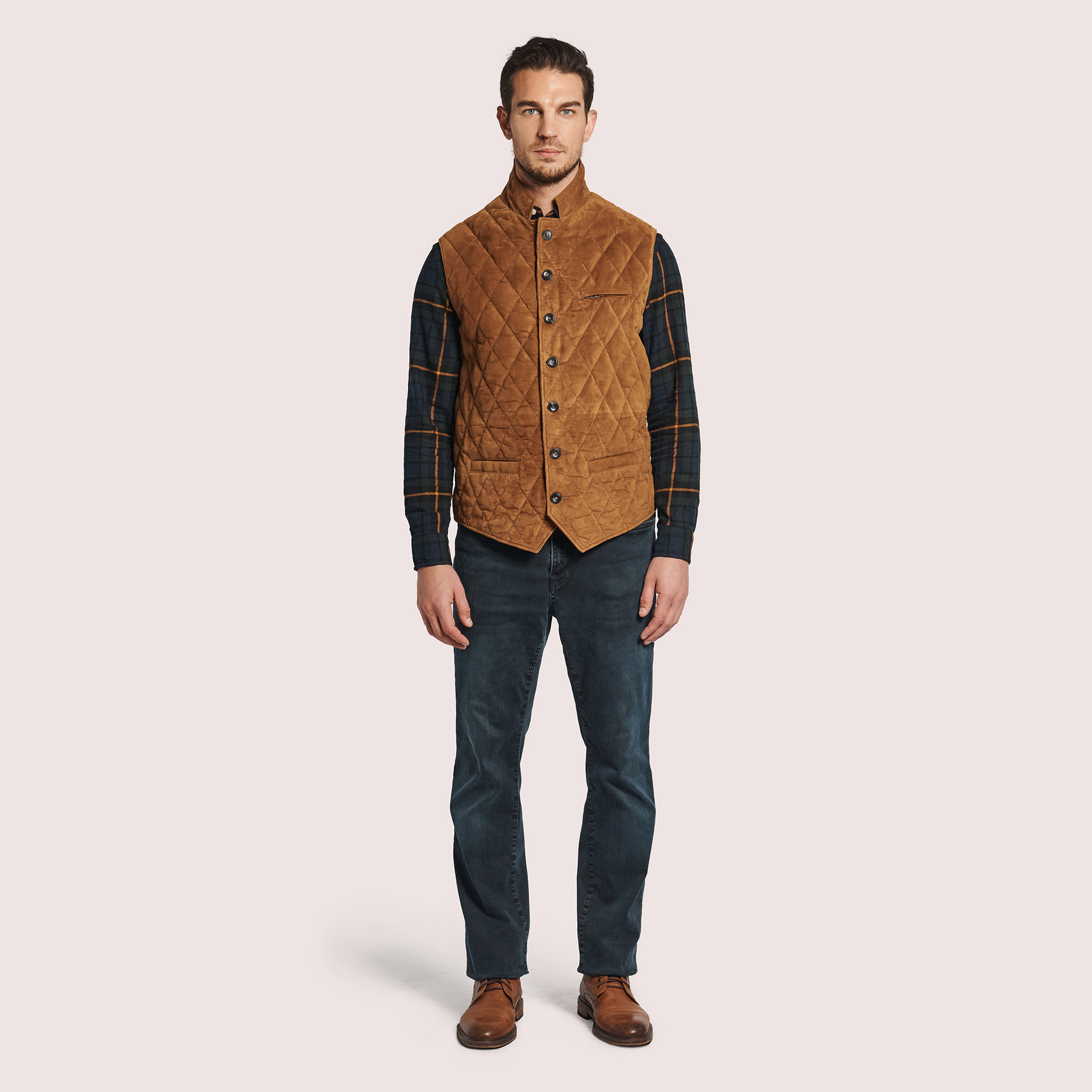 Adrian Goat Suede Quilted Vest